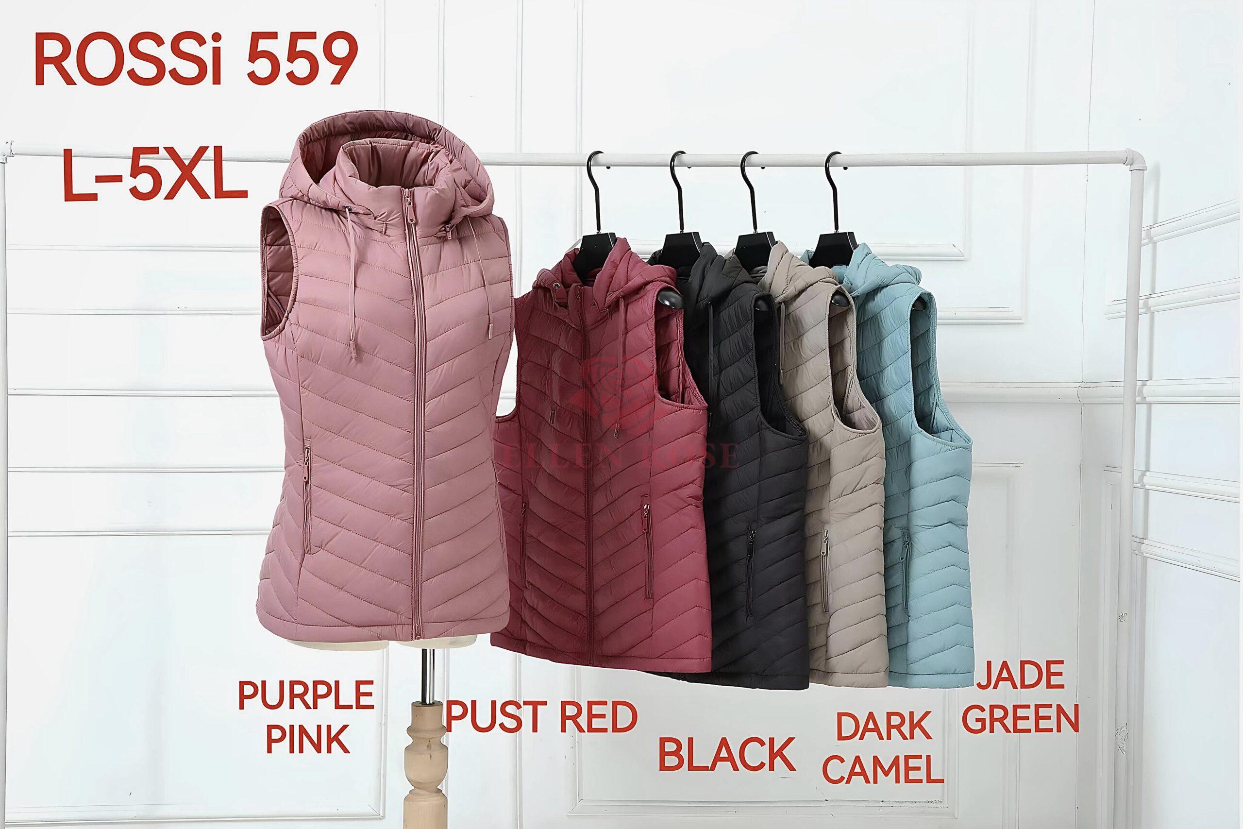 Kamizelka pikowana plus size z kapturem - ROSSi 559 (L-5XL)